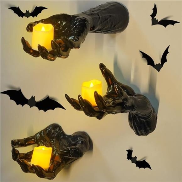 Halloween Decorations Indoor Gothic Decor: Pack of 3 Wall Mounted Creepy - Picture 1 of 7